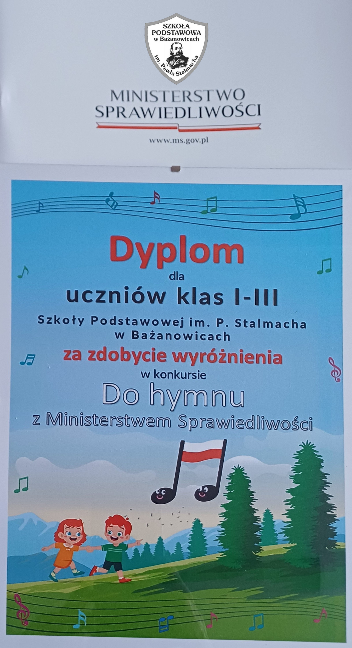 Dyplom dla uczniów klas I-III