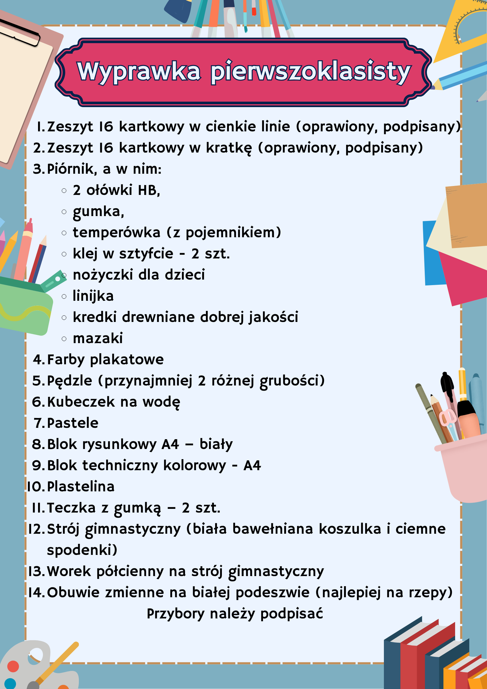Wyprawka pierwszoklasisty