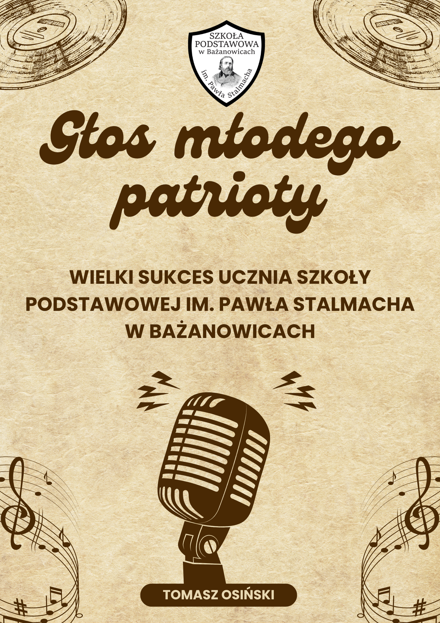 Głos młodego patrioty – wielki sukces ucznia Szkoły Podstawowej im. Pawła Stalmacha w Bażanowicach